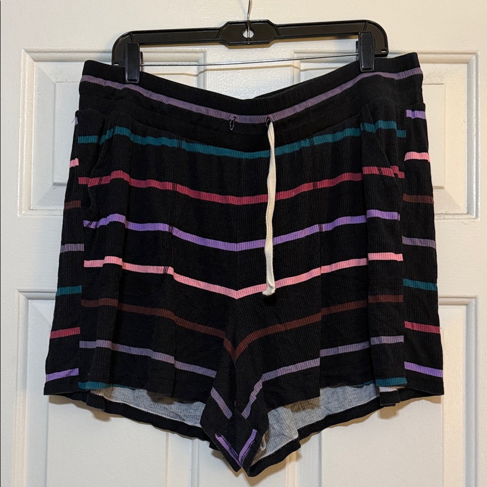 TorridStriped Black Shorts with Multicolor Accents